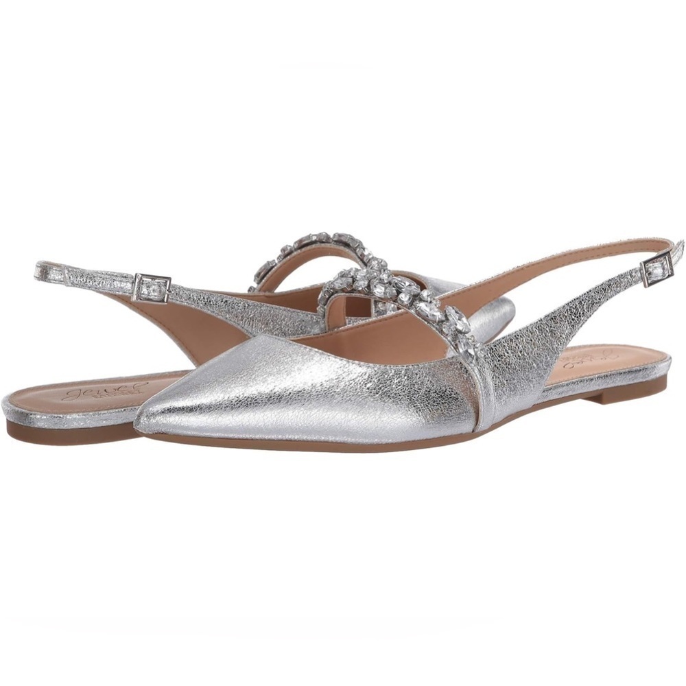 Jewel Badgley Mischka Women's Bambi Slingback Evening Flat  silver 9